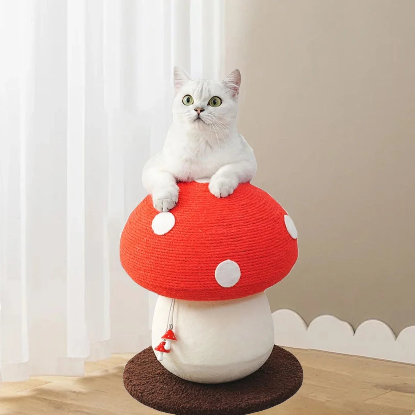 Mushroom-Shaped Sisal Cat Scratching Post Durable And Easy To Assemble