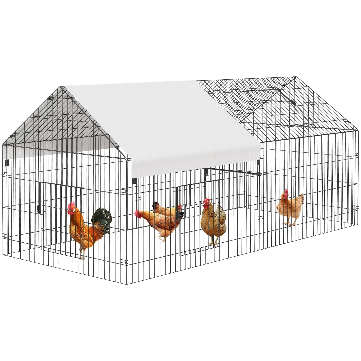 HiMISS Heavy Duty Chicken Run Coop With Waterproof UV Cover