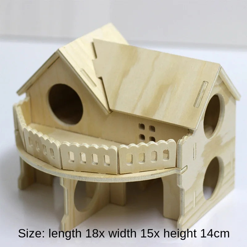 Wooden Hamster Toys Set With Cages Running Wheels Nests