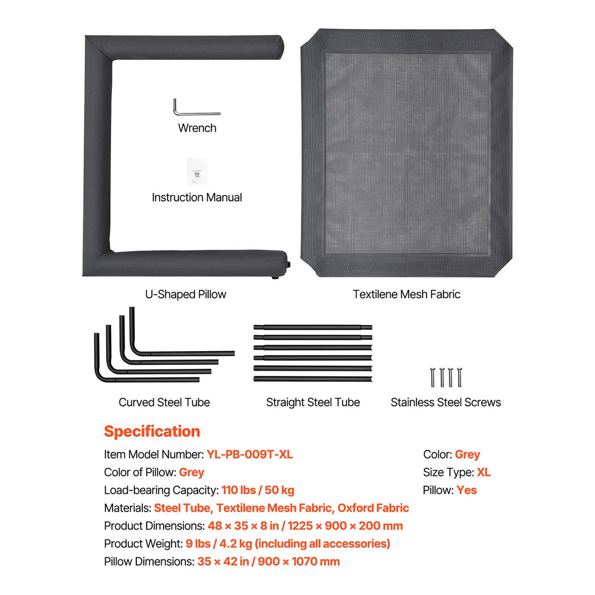 SucceBuy Elevated Dog Bed With Aluminum Frame And Breathable Mesh