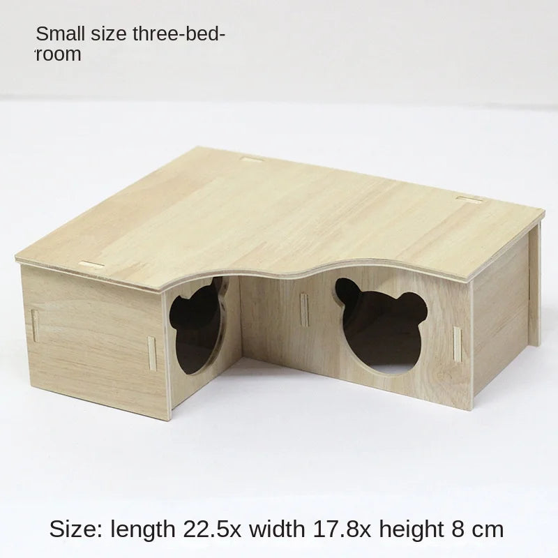 Wooden Hamster Toys Set With Cages Running Wheels Nests