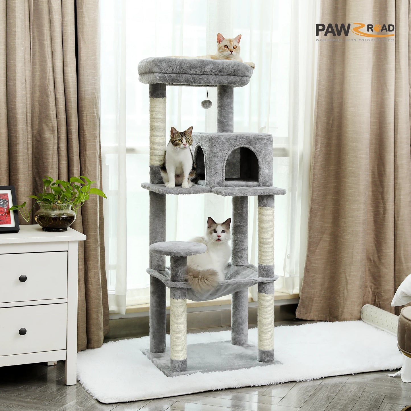 PAWZ Road Cat Tree With Hammock And Scratching Posts