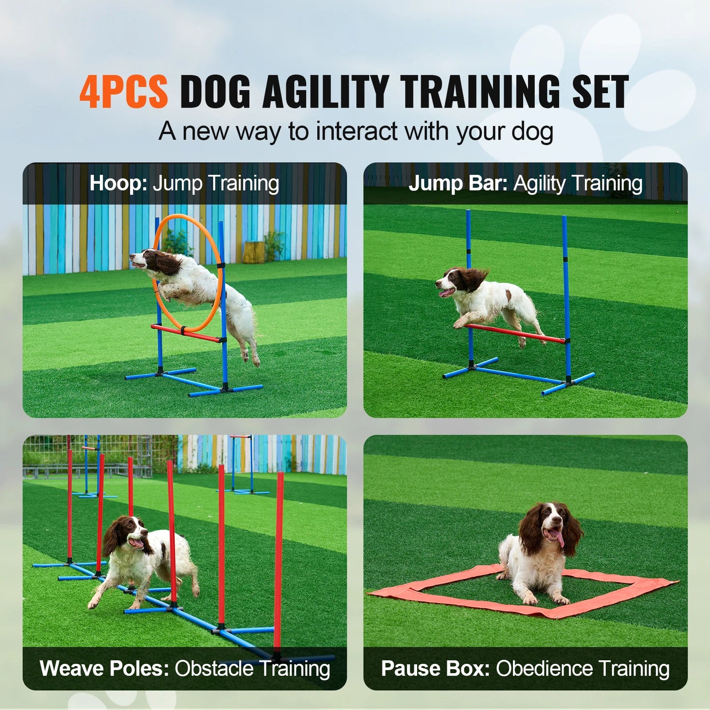 SucceBuy Dog Agility Training Equipment Set With Adjustable Hurdles And Poles