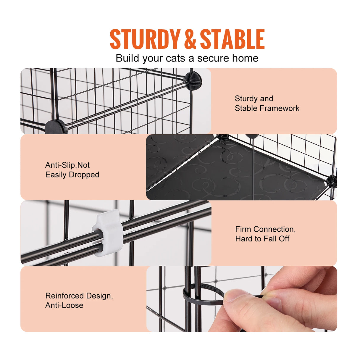 SucceBuy Multilevel Stainless Steel Cat Cage With Hammock Ramp