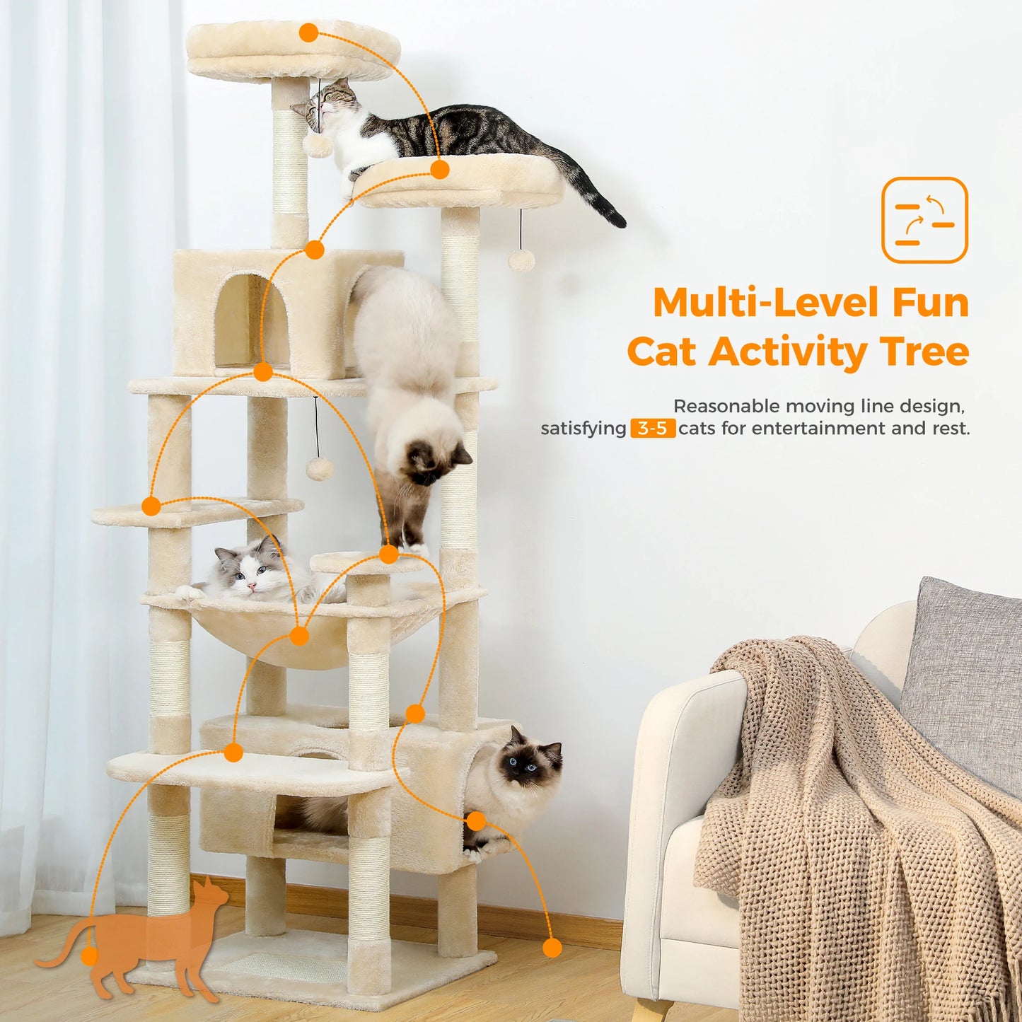 PAWZ Road Large Cat Tree Tower With Scratching Posts