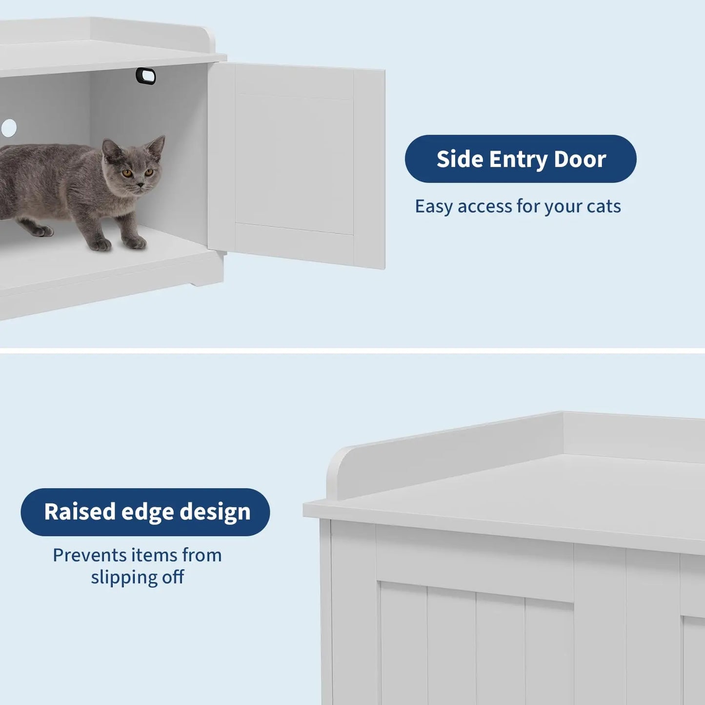 HiMISS Wooden Cat Litter Box Enclosure With Barn Door Ventilated
