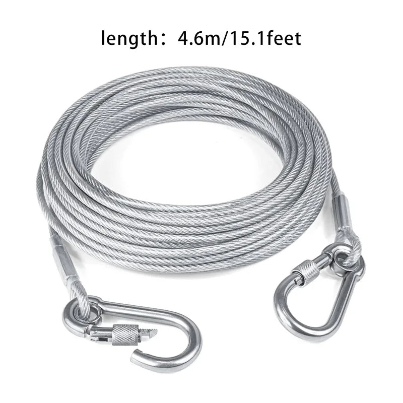 Double Headed Dog Tie Out Cable Leash Stainless Steel Buckle
