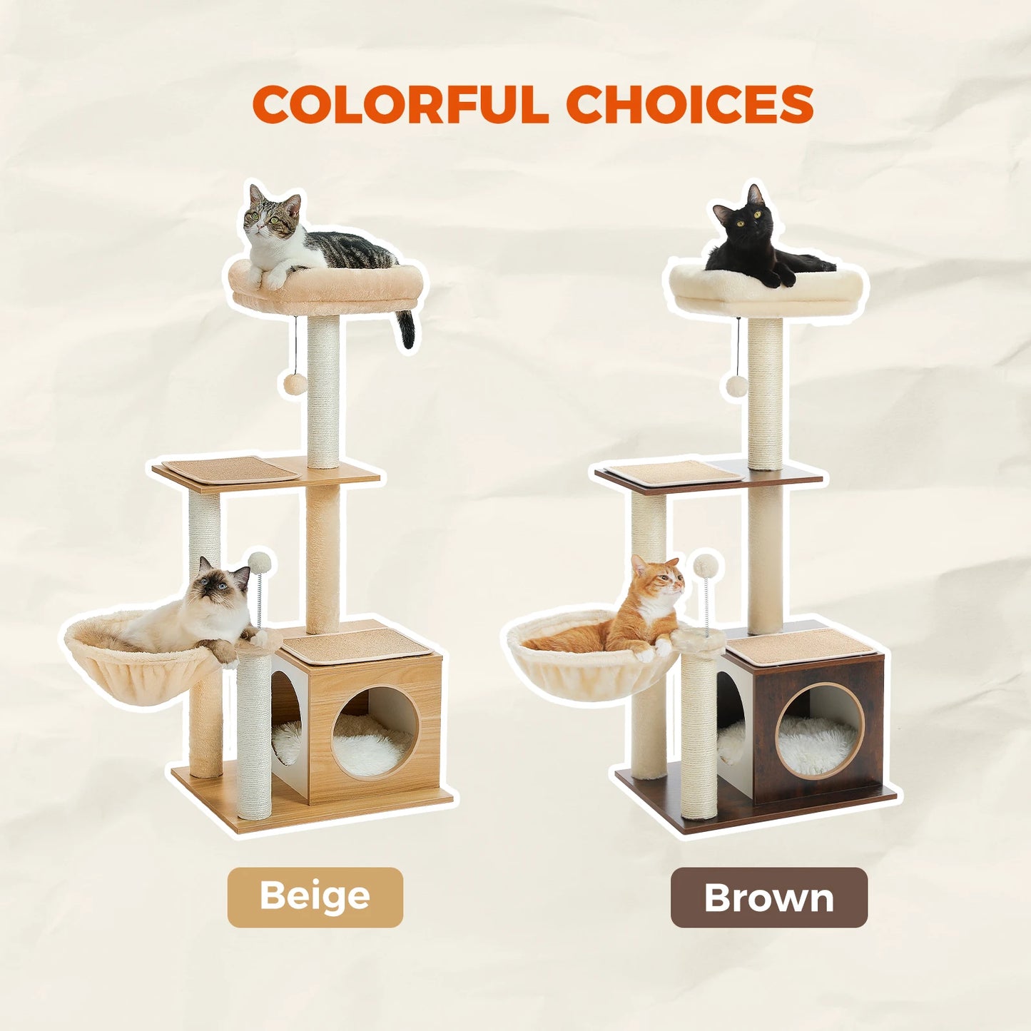 PAWZ Road Premium Modern Wood Cat Tree for Indoor Cats