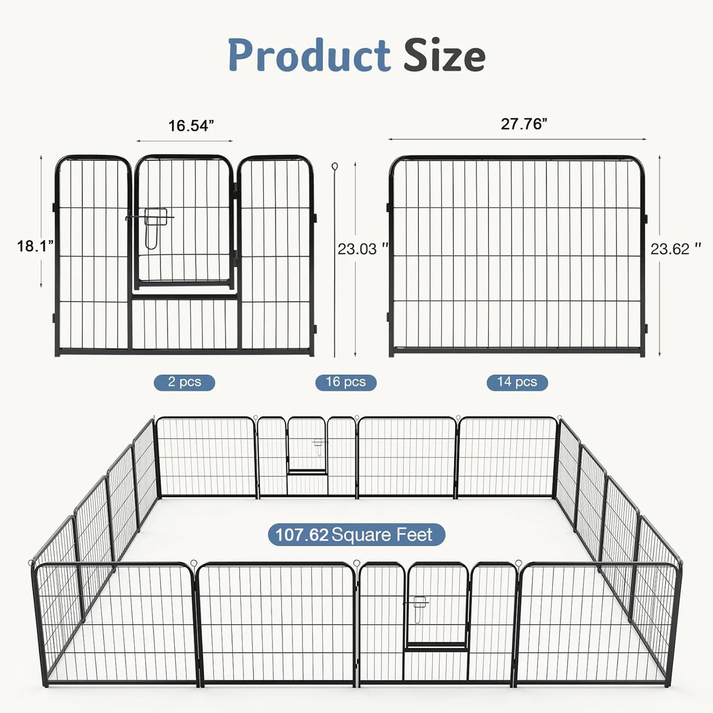 JHK Foldable Dog Playpen For Outdoor Use