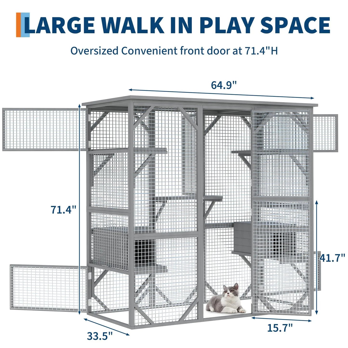 HiMISS Walk In Catio Enclosure With Window And Locking Doors