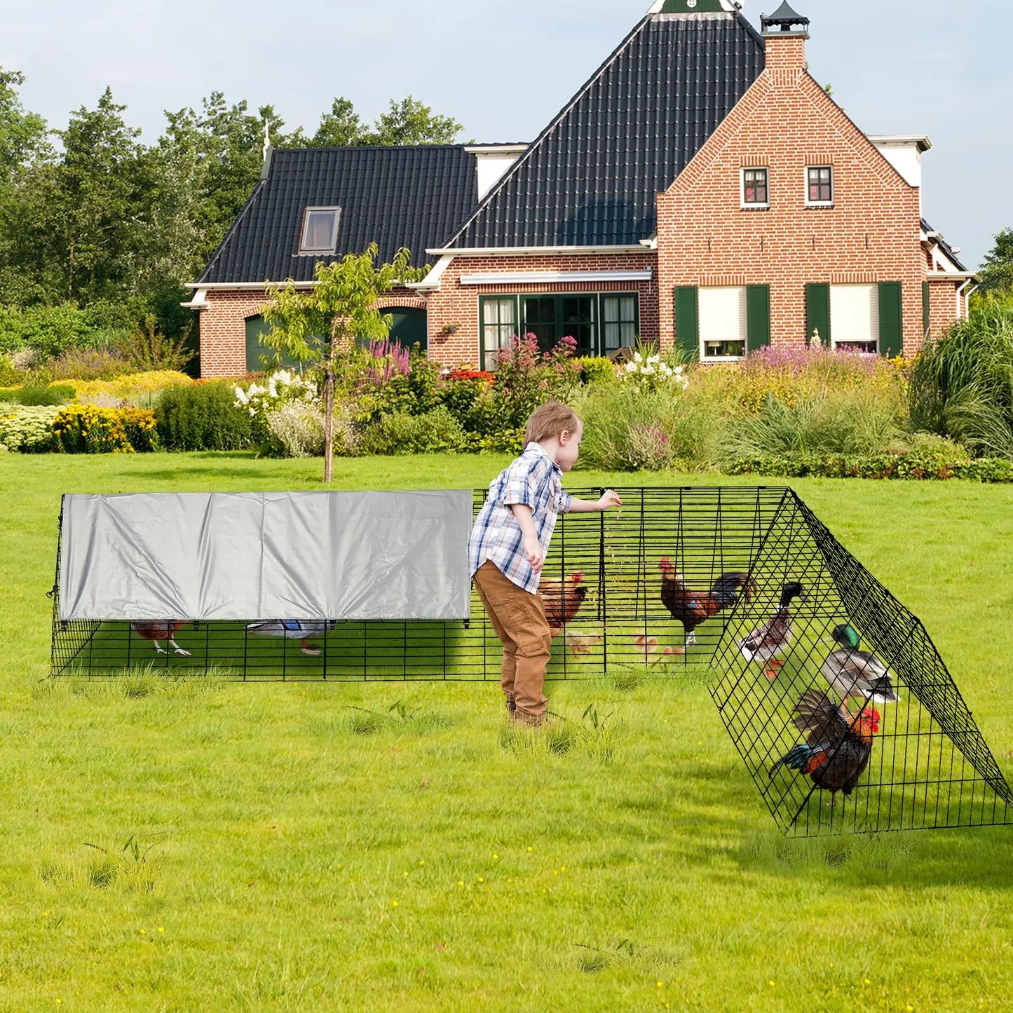 Heavy-Duty Chicken Run With Waterproof Cover Multi-Shape Chicken Tunnel For Yard Small Metal Chicken Cage For Ducks Rabbits