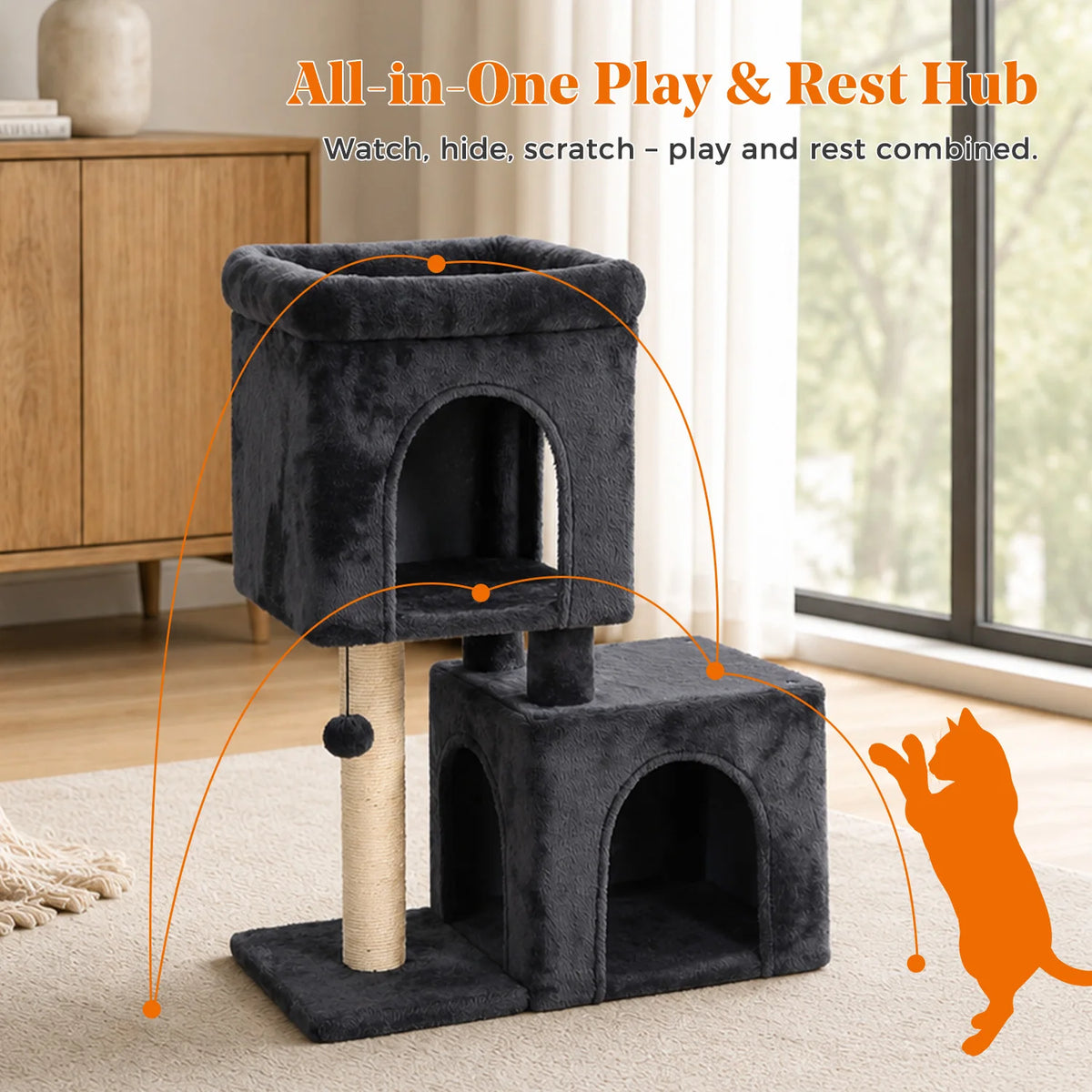 Pawz Road 30 Inch Cat Tree With Two Condos And Sisal