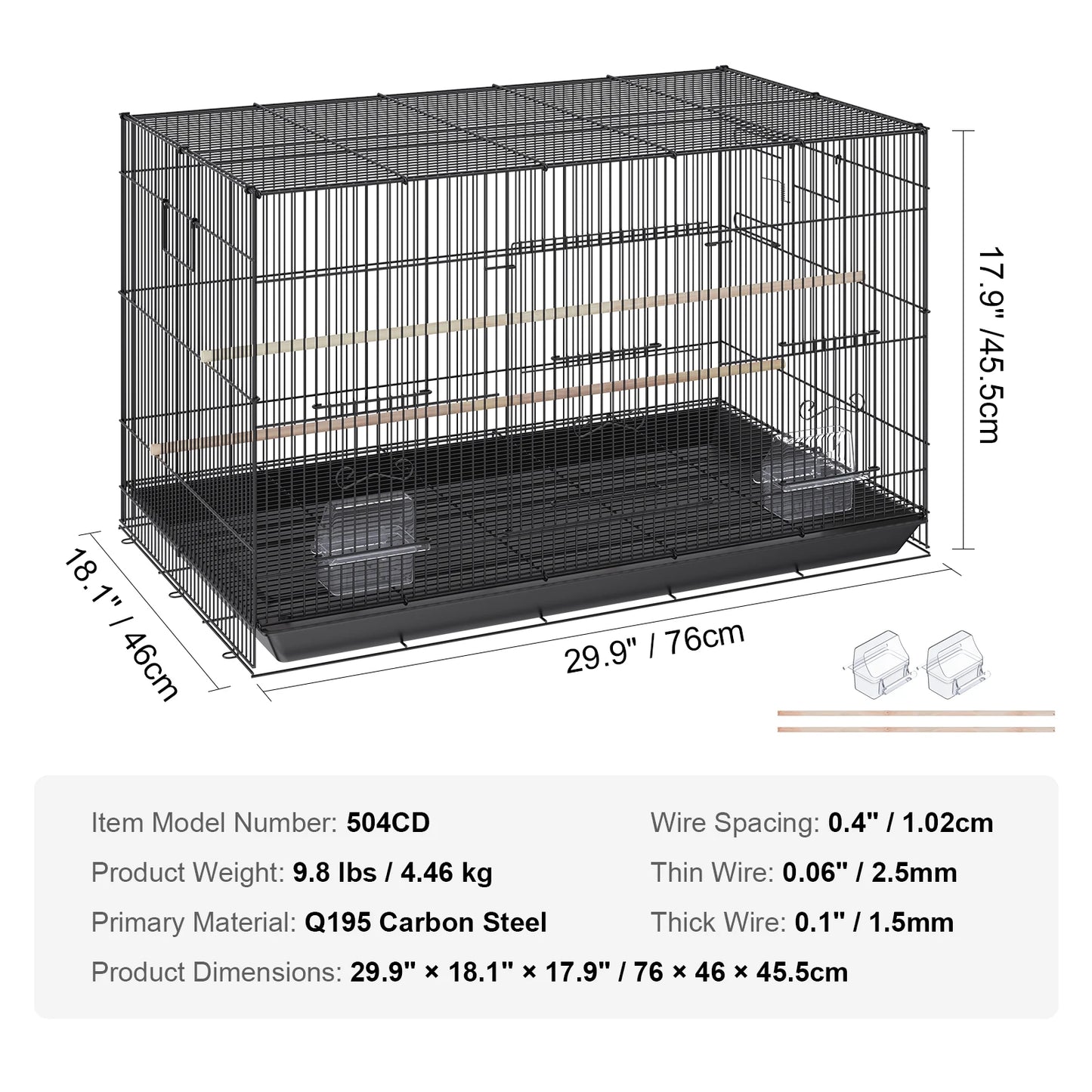 SucceBuy Metal Bird Cage With Rolling Stand For Parrots Budgies