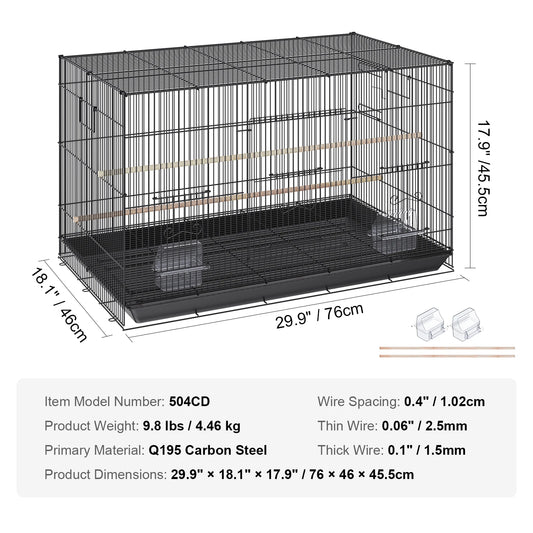 SucceBuy Metal Bird Cage With Rolling Stand For Parrots Budgies