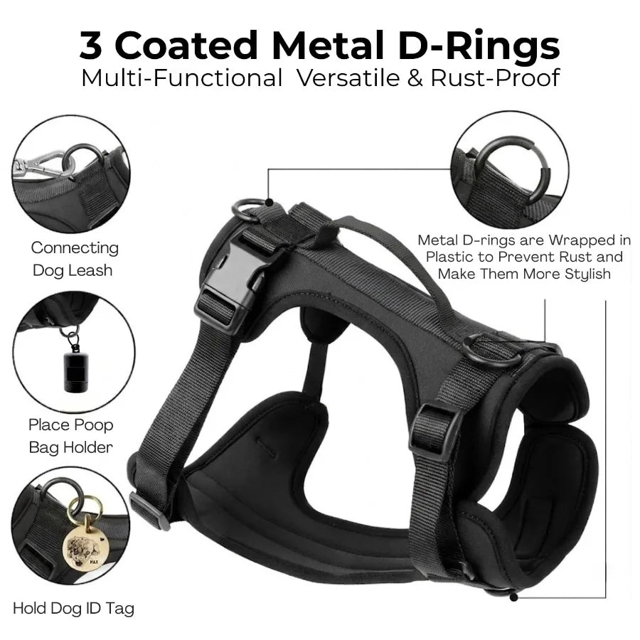 Adjustable Dog Harness with Lift Handle, Soft PVC Breathable Pet Vest S, Black