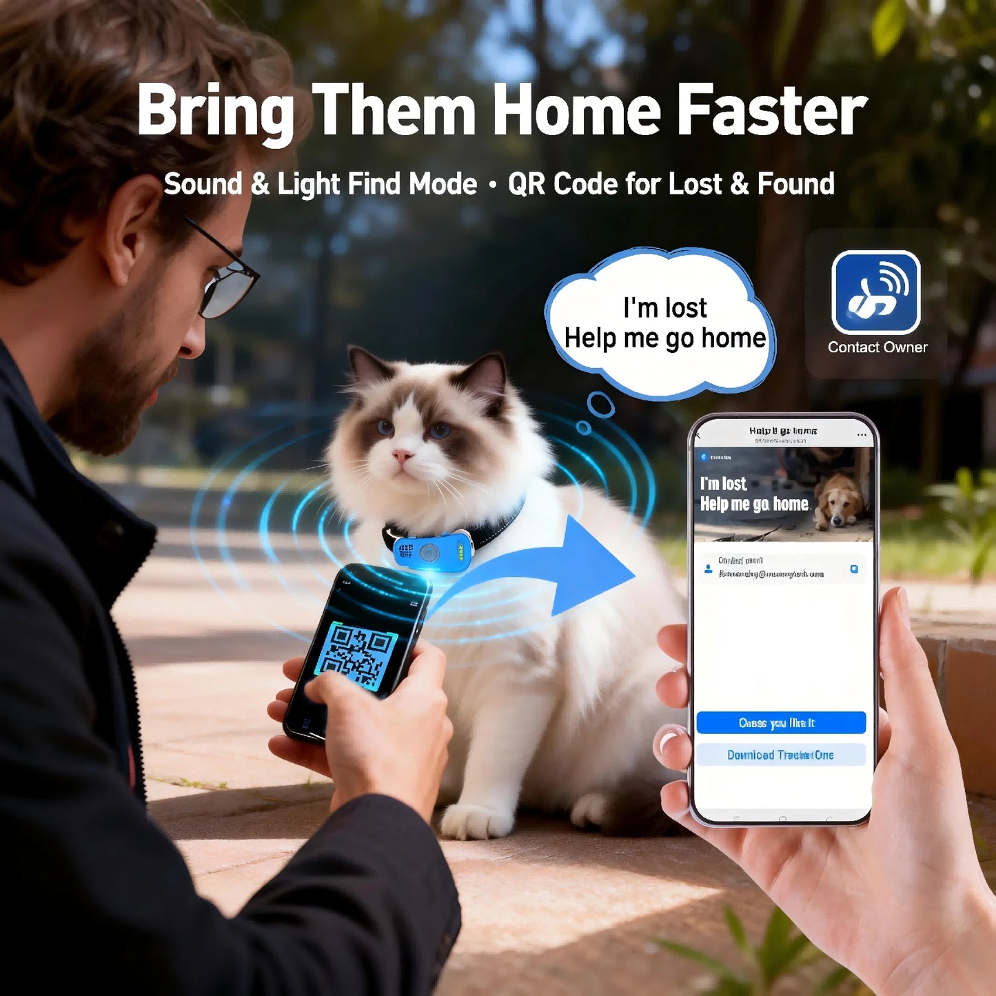 GPS Pet Tracker for Dogs and Cats Real Time Tracking