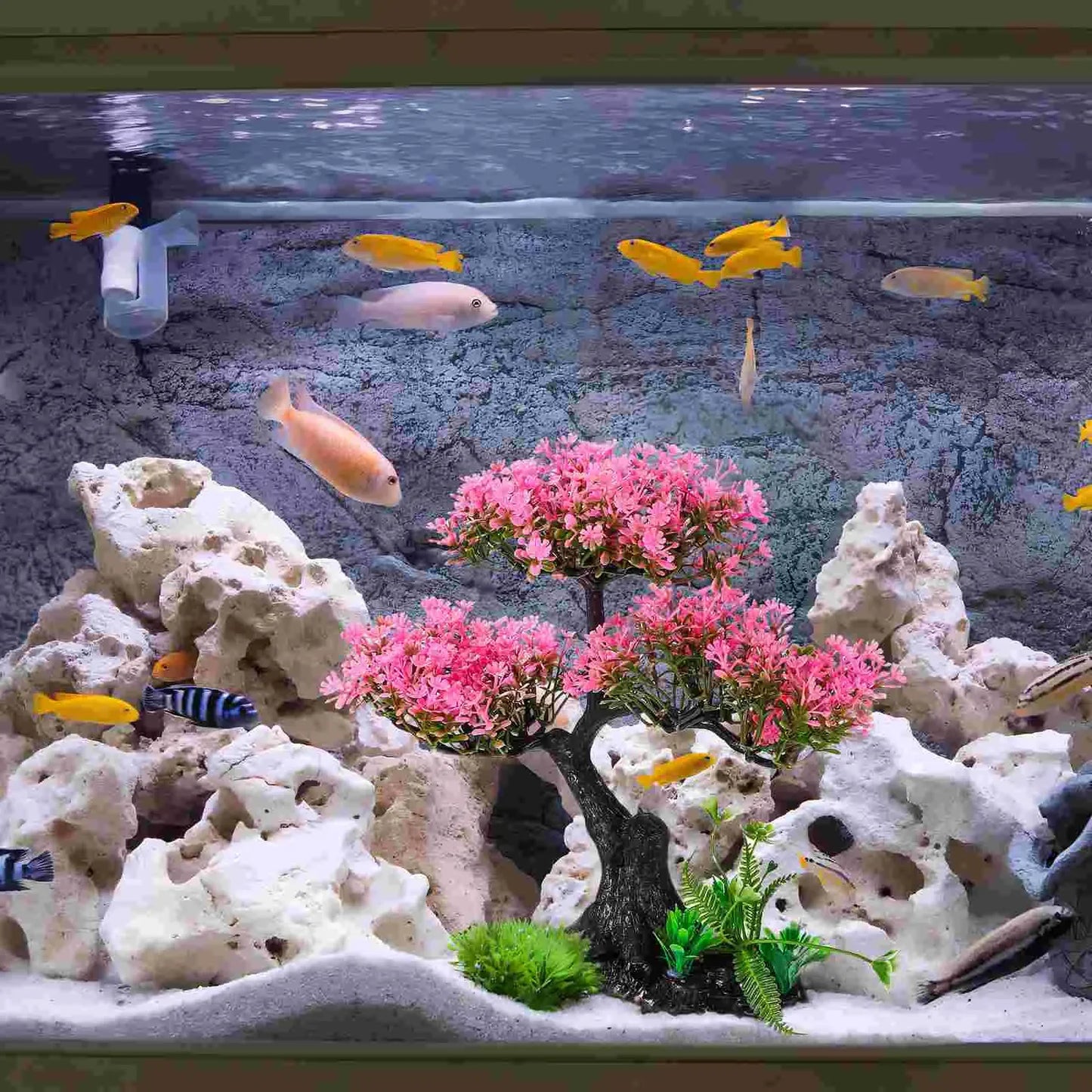 Artificial Aquarium Plant Set for Fish Tank and Turtle Habitat