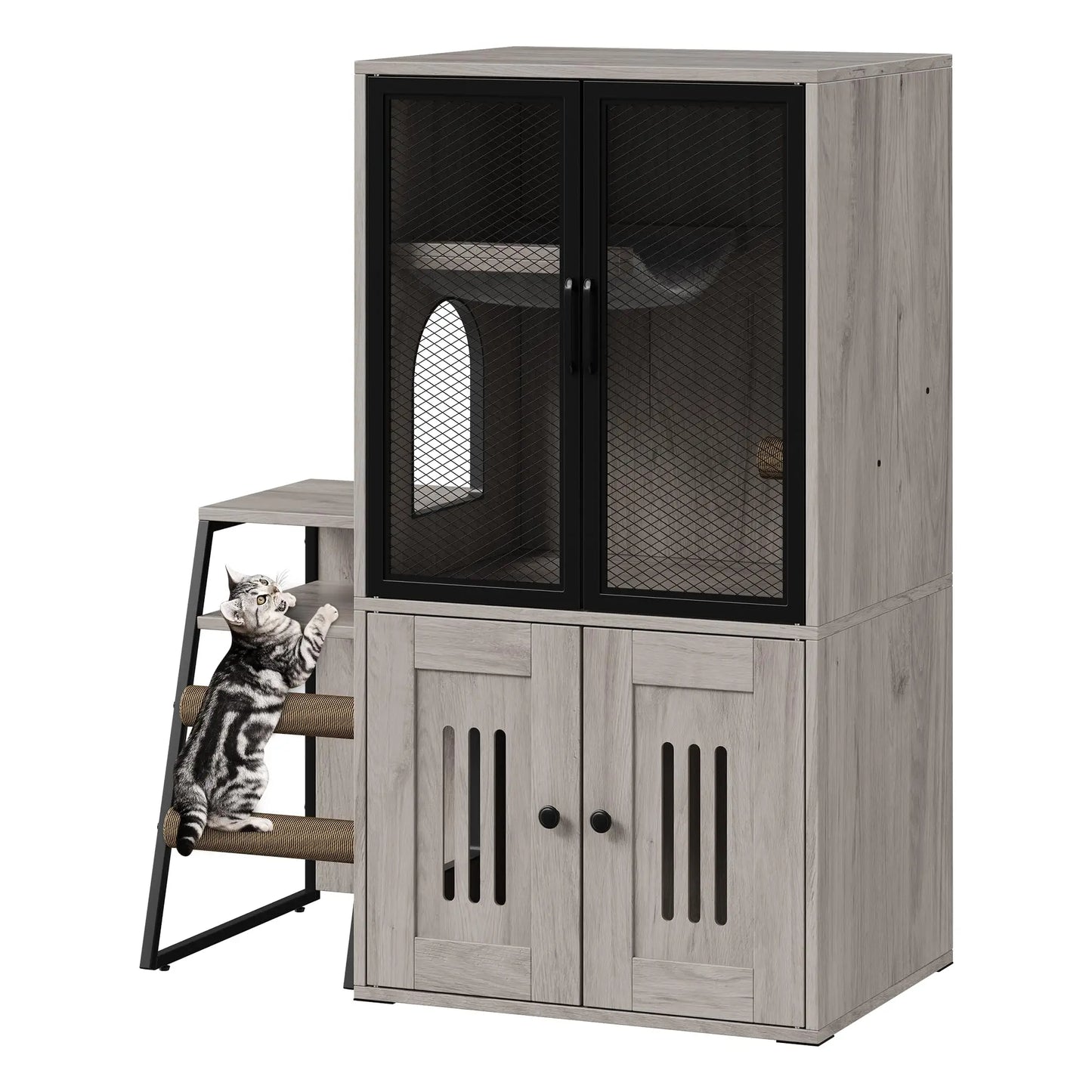HiMISS Multifunctional Cat Litter Box Furniture Enclosed With Doors