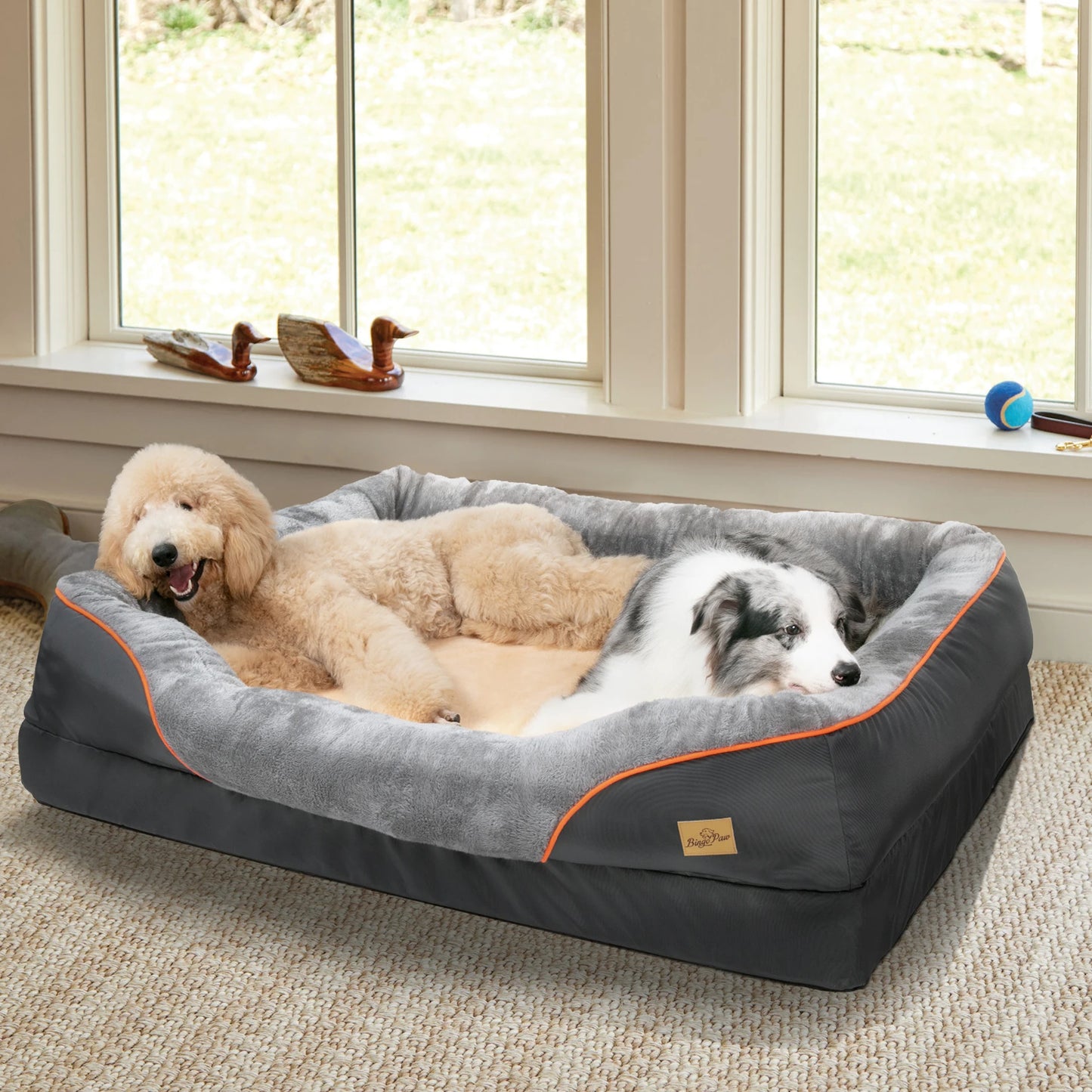 BINGOPAW Waterproof Anti Allergy Large Dog Bed With Removable Cover