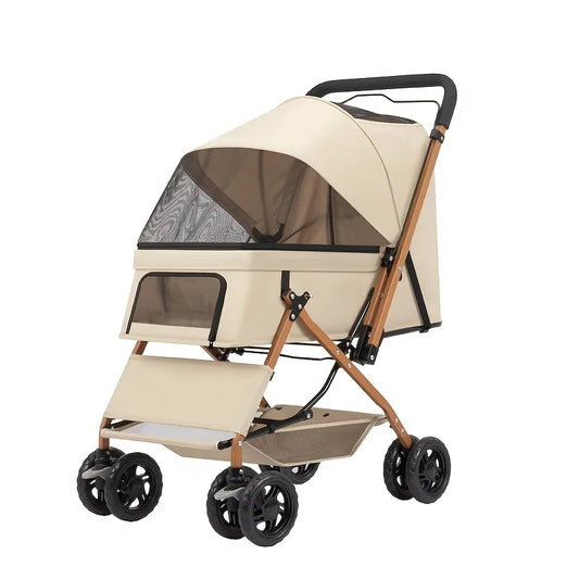Premium Four Wheel Pet Stroller Dogs Cats Portable Travel Carrier