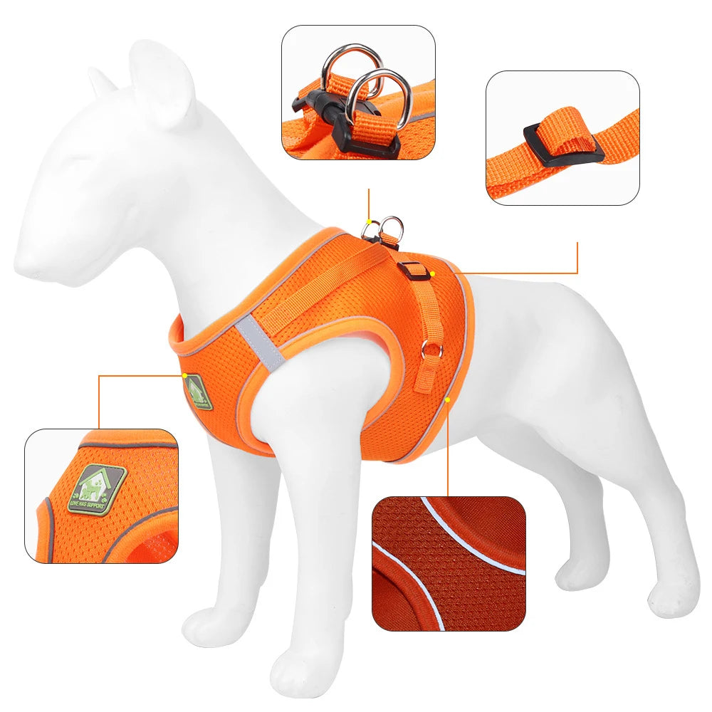 Dog Harness Small Medium Sized Dog Vest Style Leash Reflective Puppy Summer Breathable Harnesses Pet Supplies Dog Collar Corgi