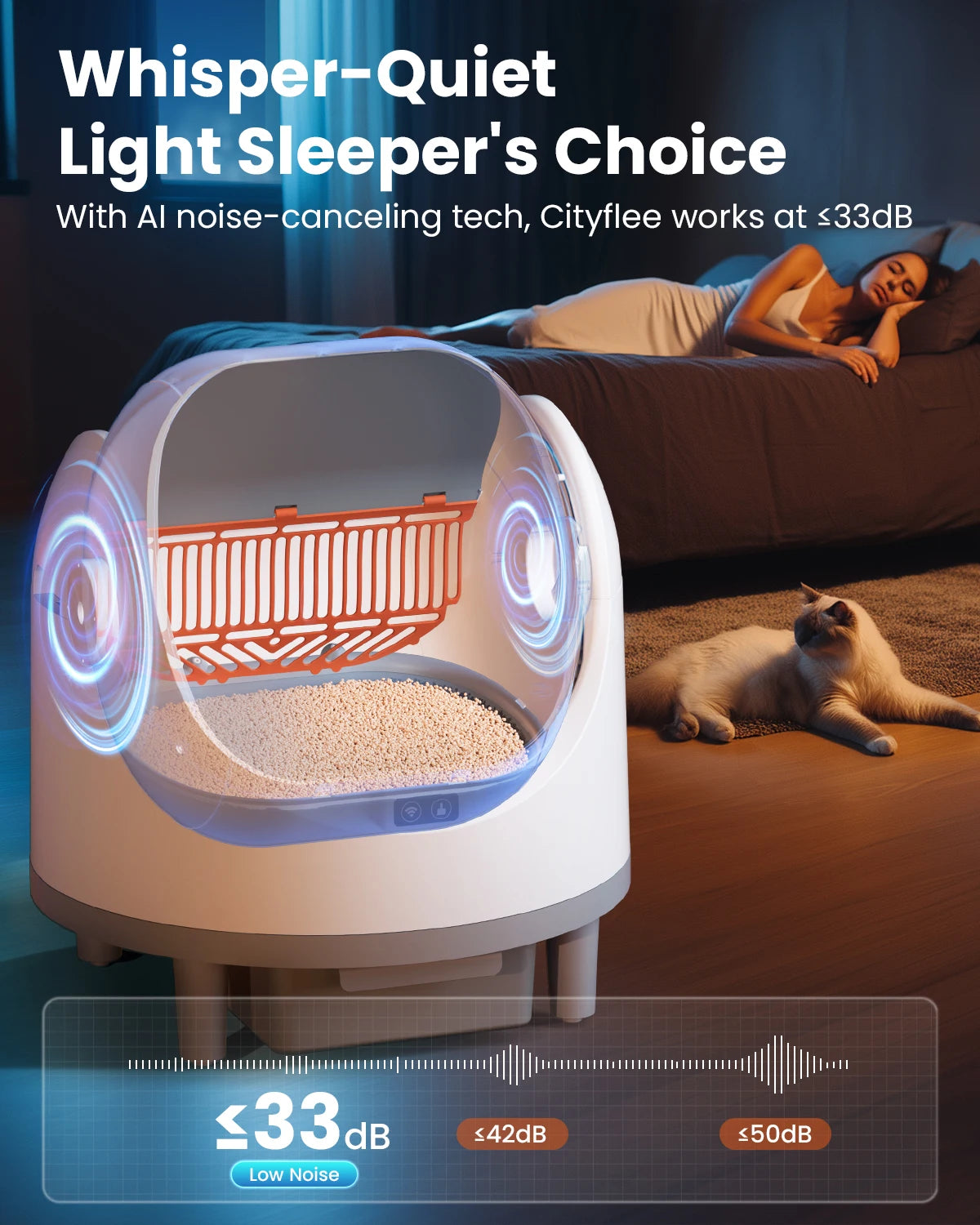 Cityflee Smart Cat Litter Box Self Cleaning Tuya App Control