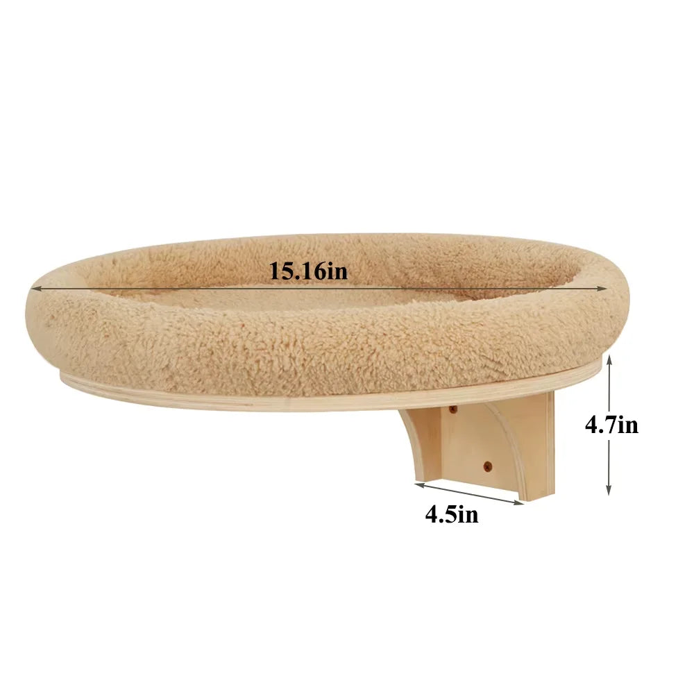Solid Wooden Wall Mounted Cat Ladder And Hammock With Scratching Post