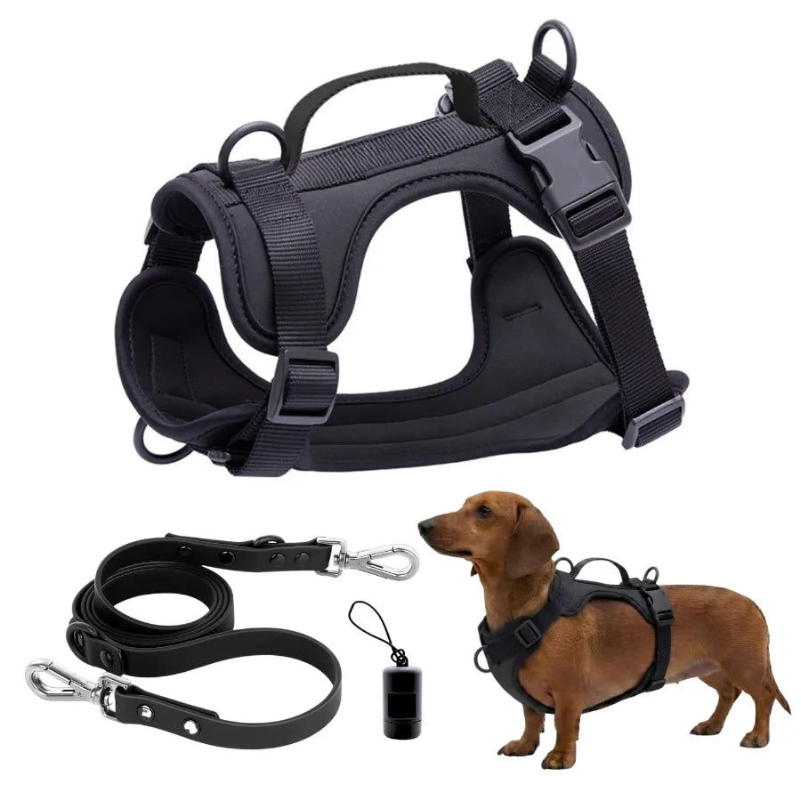 Adjustable Dog Harness with Lift Handle, Soft PVC Breathable Pet Vest S, Black