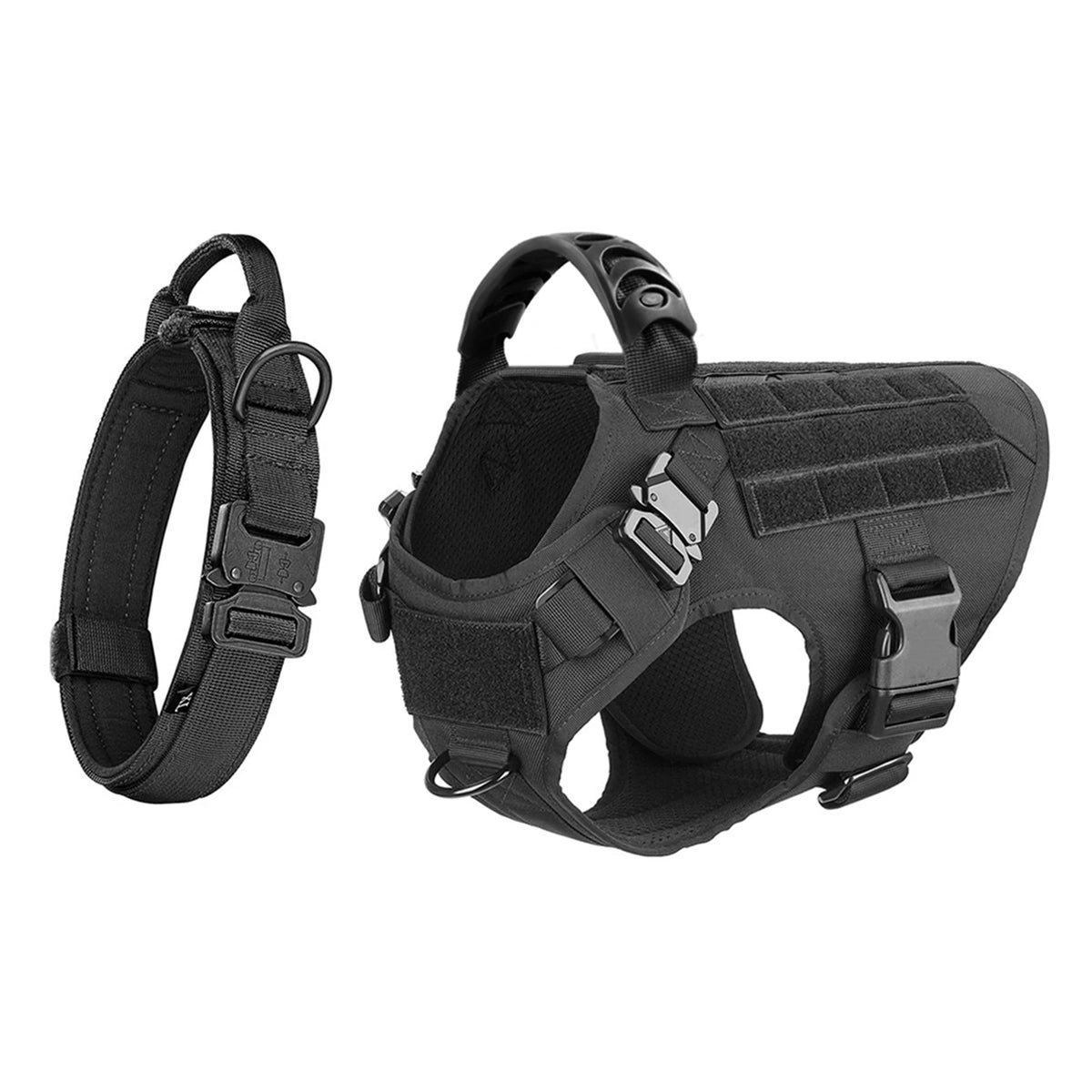 Padded Adjustable Nylon Dog Harness And Collar Combo