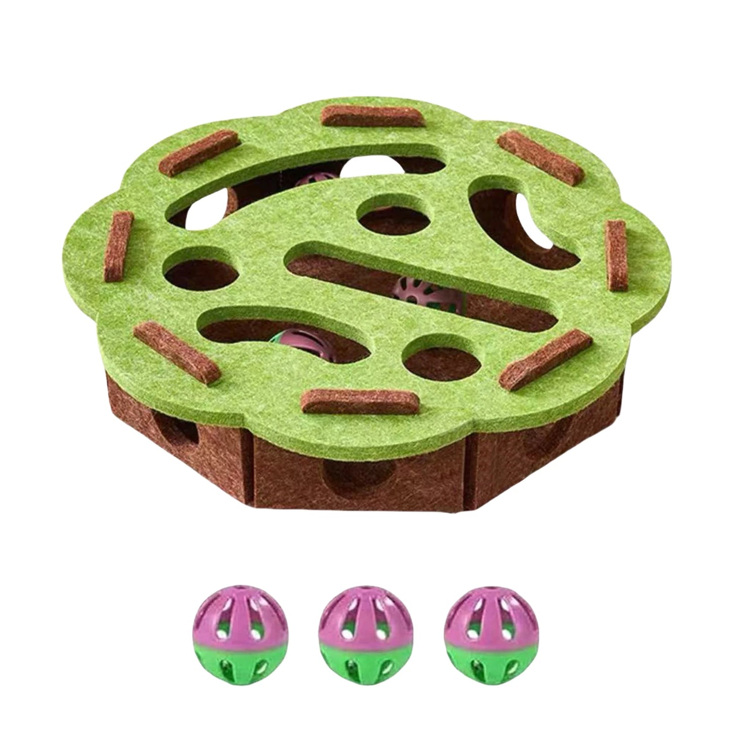 Alloet Cat Puzzle Box Enrichment Toy With Felt Maze Bells