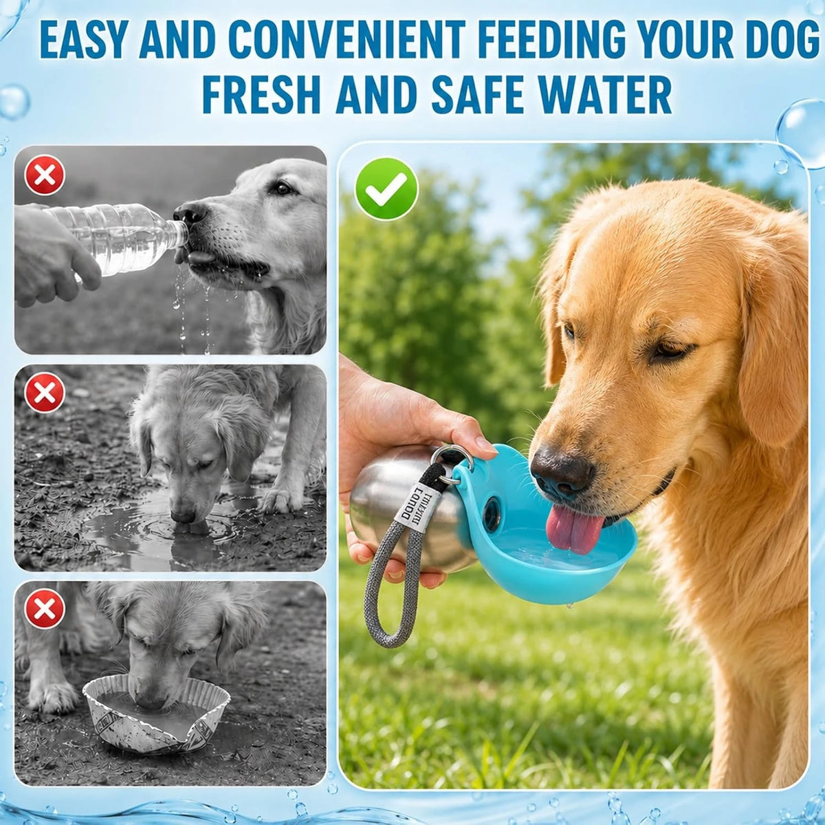 Leak Proof Portable Pet Water Bottle With Foldable Bowl