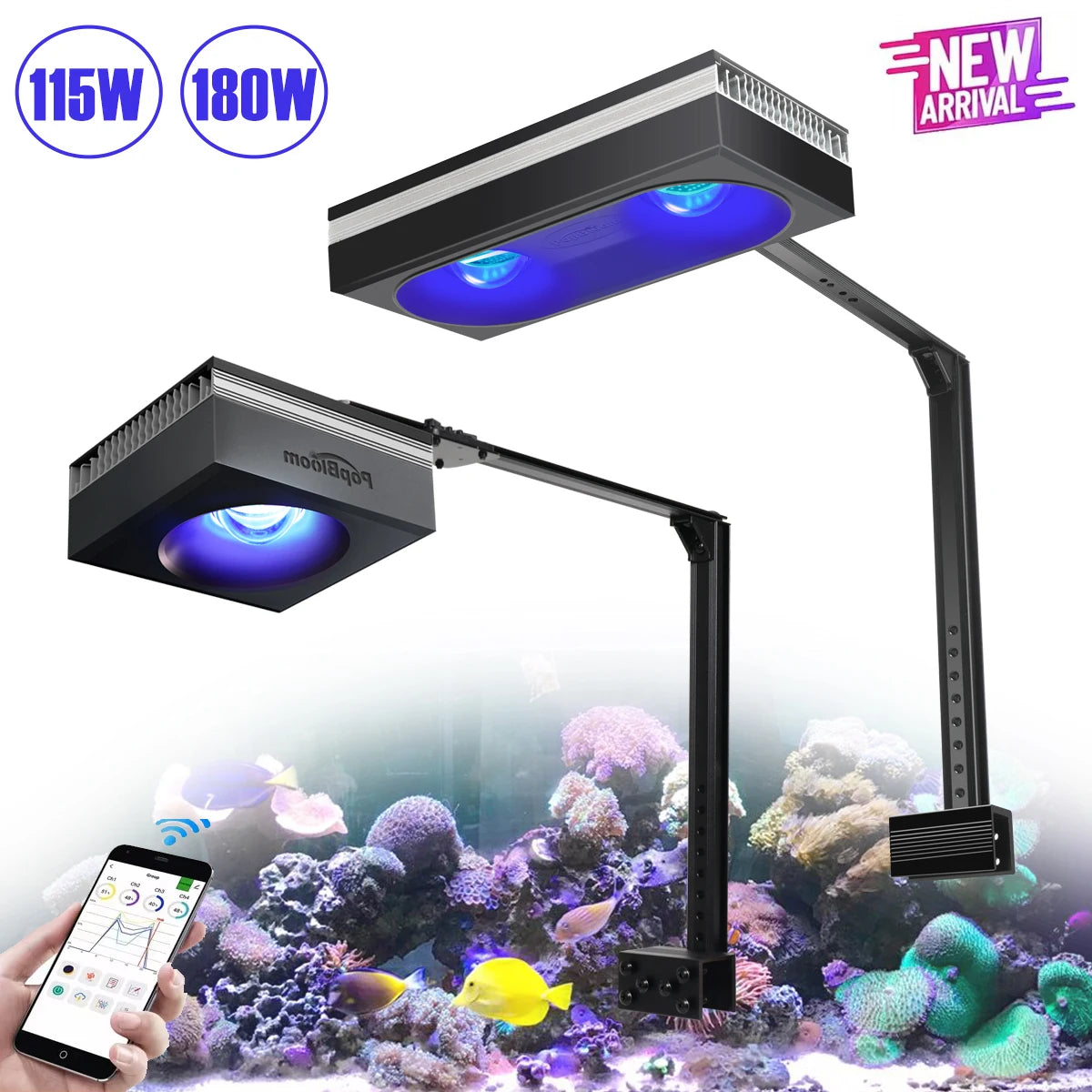 PopBloom RL115 Aquarium LED Light Full Spectrum for Corals