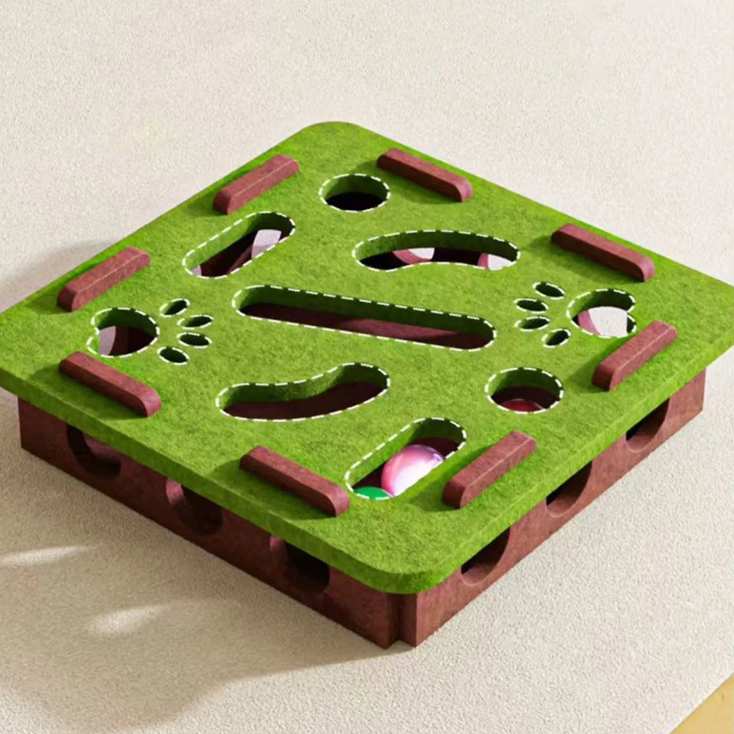 Alloet Cat Puzzle Box Enrichment Toy With Felt Maze Bells