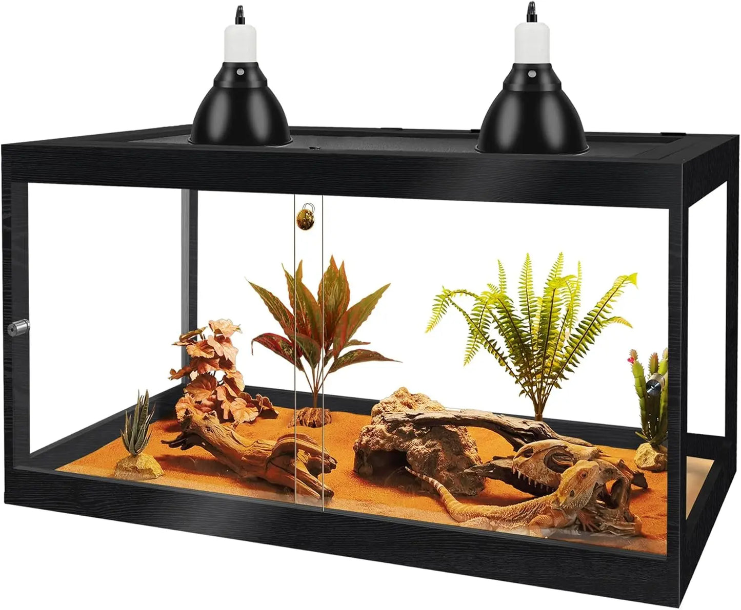 Reptile Tank Enclosure With Mesh Roof And Sliding Door