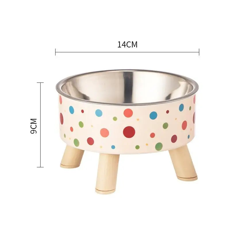 Pet Feeding Bowl Cat Dog Large Capacity Elevated Anti Choking Neck Protection Cartoon Stainless Steel Indoor Daily All Size Matching Stand