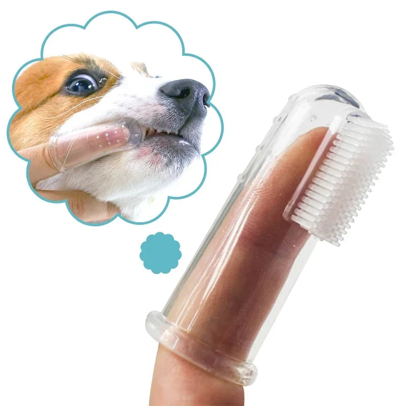 Pet Finger Toothbrush for Dogs and Cats Soft Silicagel Cleaning