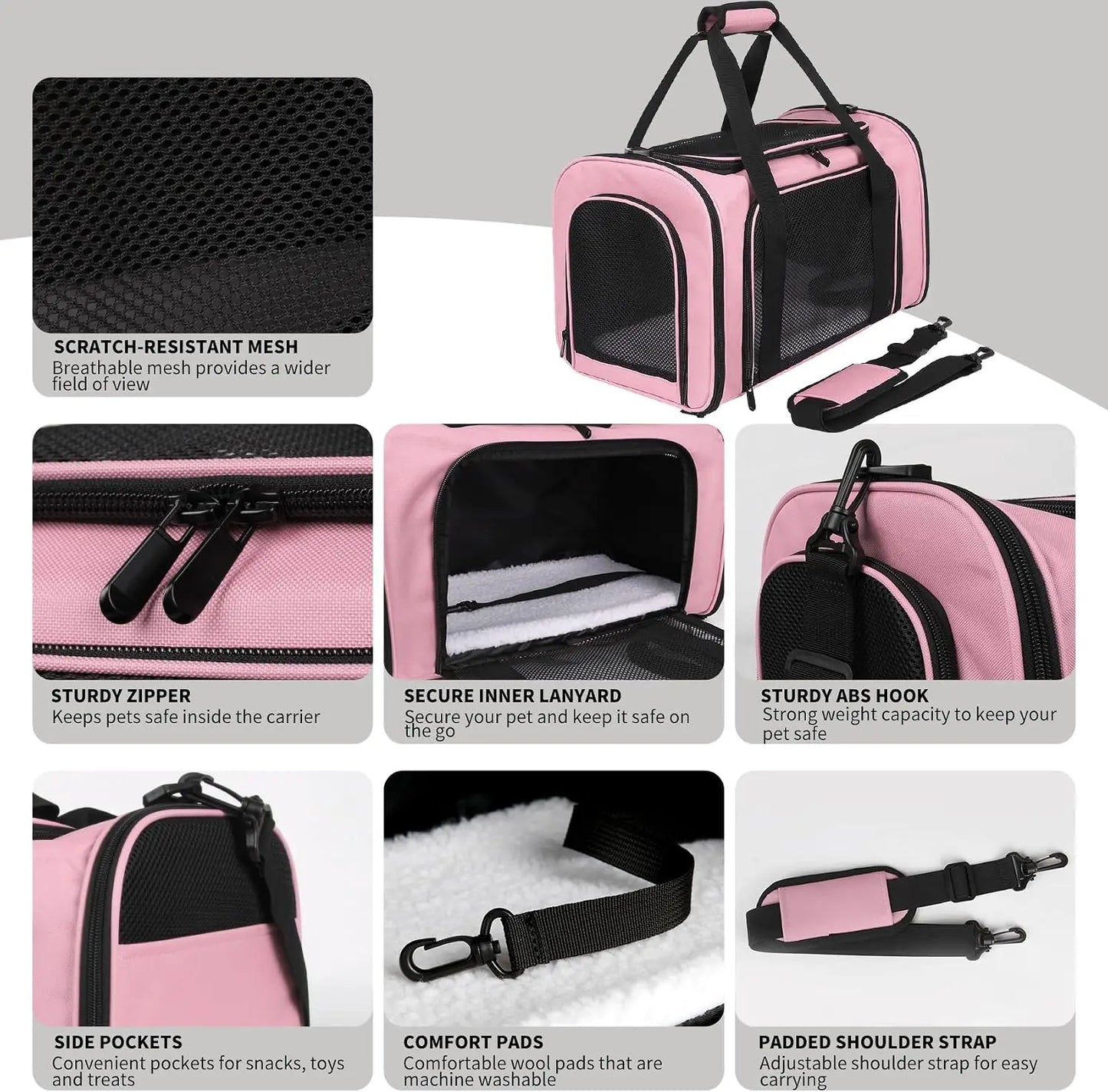 Soft-Sided Cat Carrier for Small Pets up to 16 lbs with Airline-Friendly Design