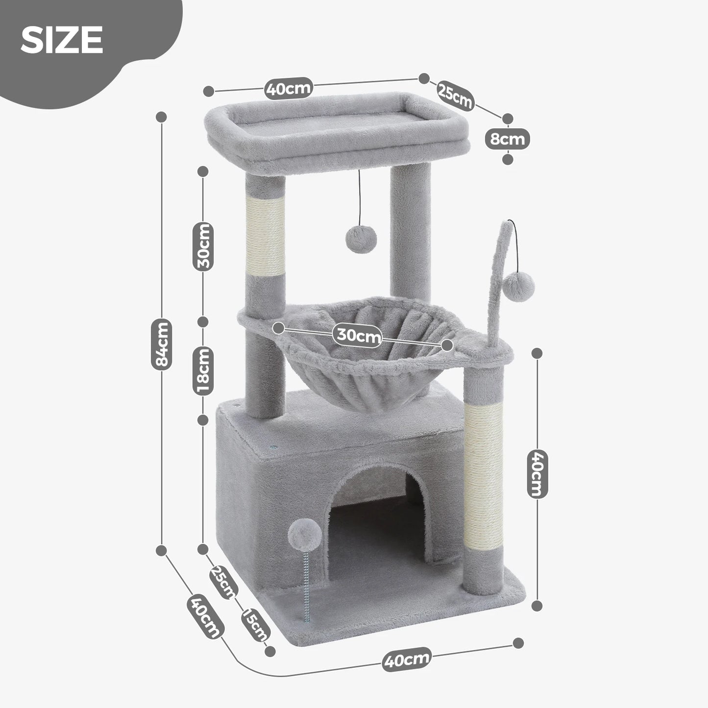 PAWZ Road 4-In-1 Cat Tree With Condo Scratching Post