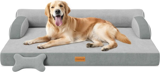 Orthopedic Dog Bed With Cooling Memory Foam Waterproof Cover And Nonslip Bottom