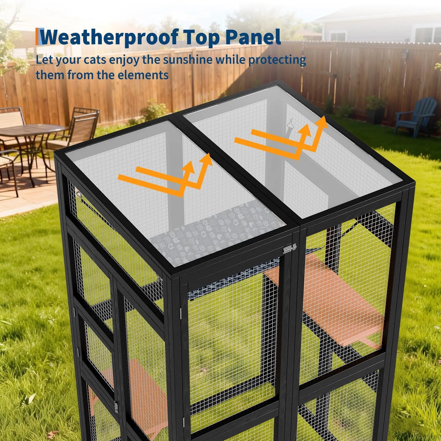 Studyset Outdoor Cat Enclosure Catio With Weatherproof Roof And Hammock