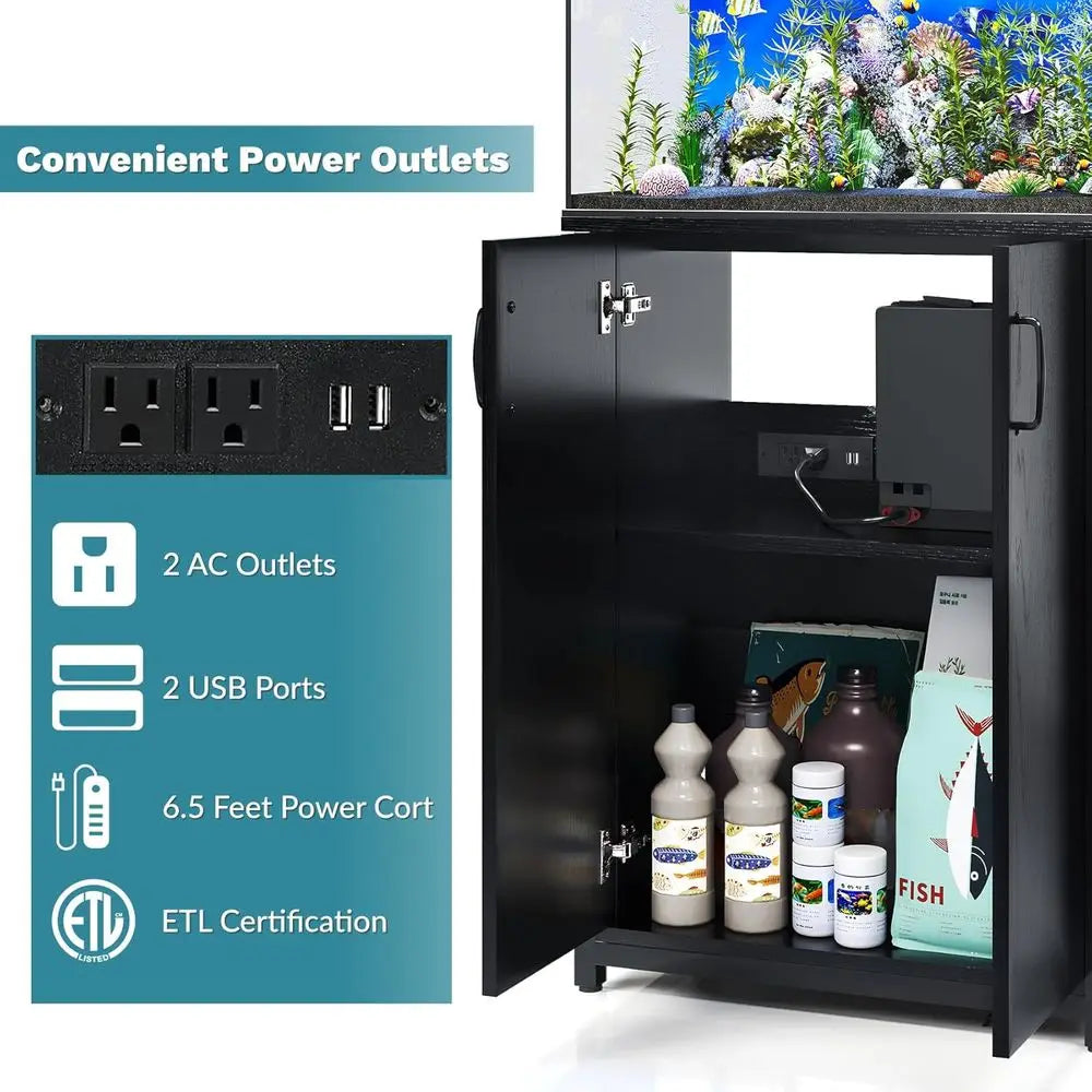 Aquarium Stand With Power Outlets, Storage Cabinet, 700 Lbs Capacity