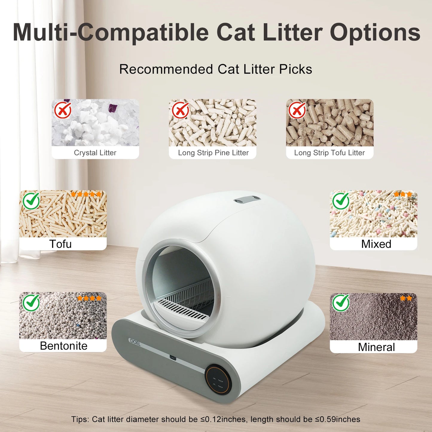 DOEL Self Cleaning Cat Litter Box Automatic WiFi App Control