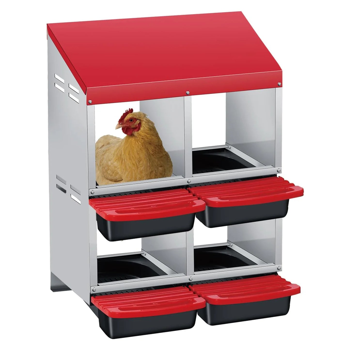 HiMISS Chicken Nesting Box With Automatic Roll Out Egg Collection Wall Mount