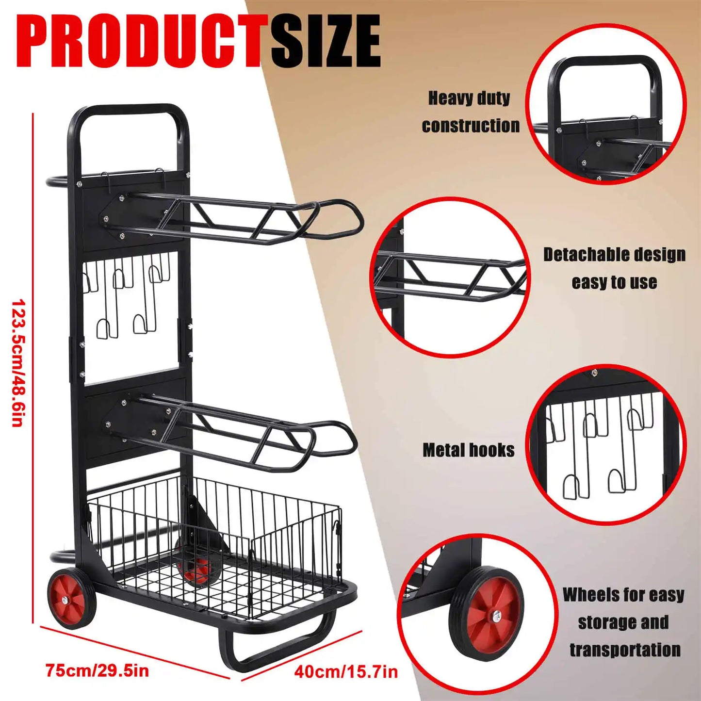 Horse Saddle Rack Portable Stand With Wheels Heavy Duty Cart