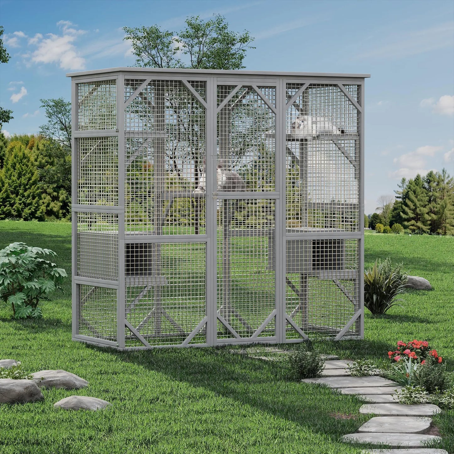 HiMISS Walk In Catio Enclosure With Window And Locking Doors
