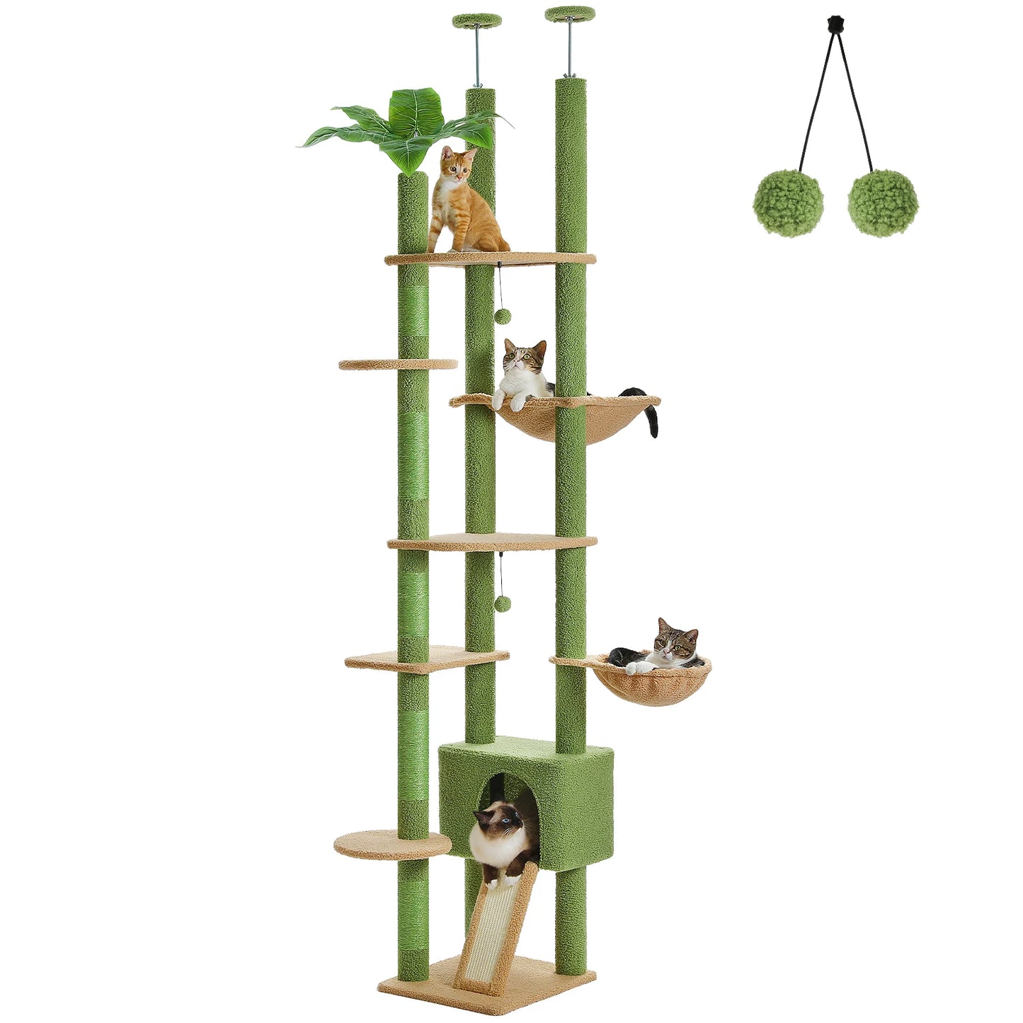 PETEPELA Cactus Cat Tree Floor to Ceiling Tower with Condo