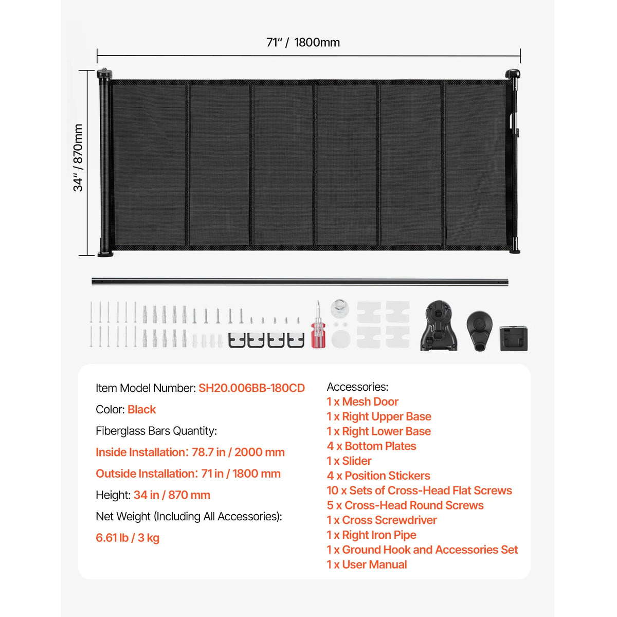 SucceBuy Retractable Baby Gate For Child And Pet Protection
