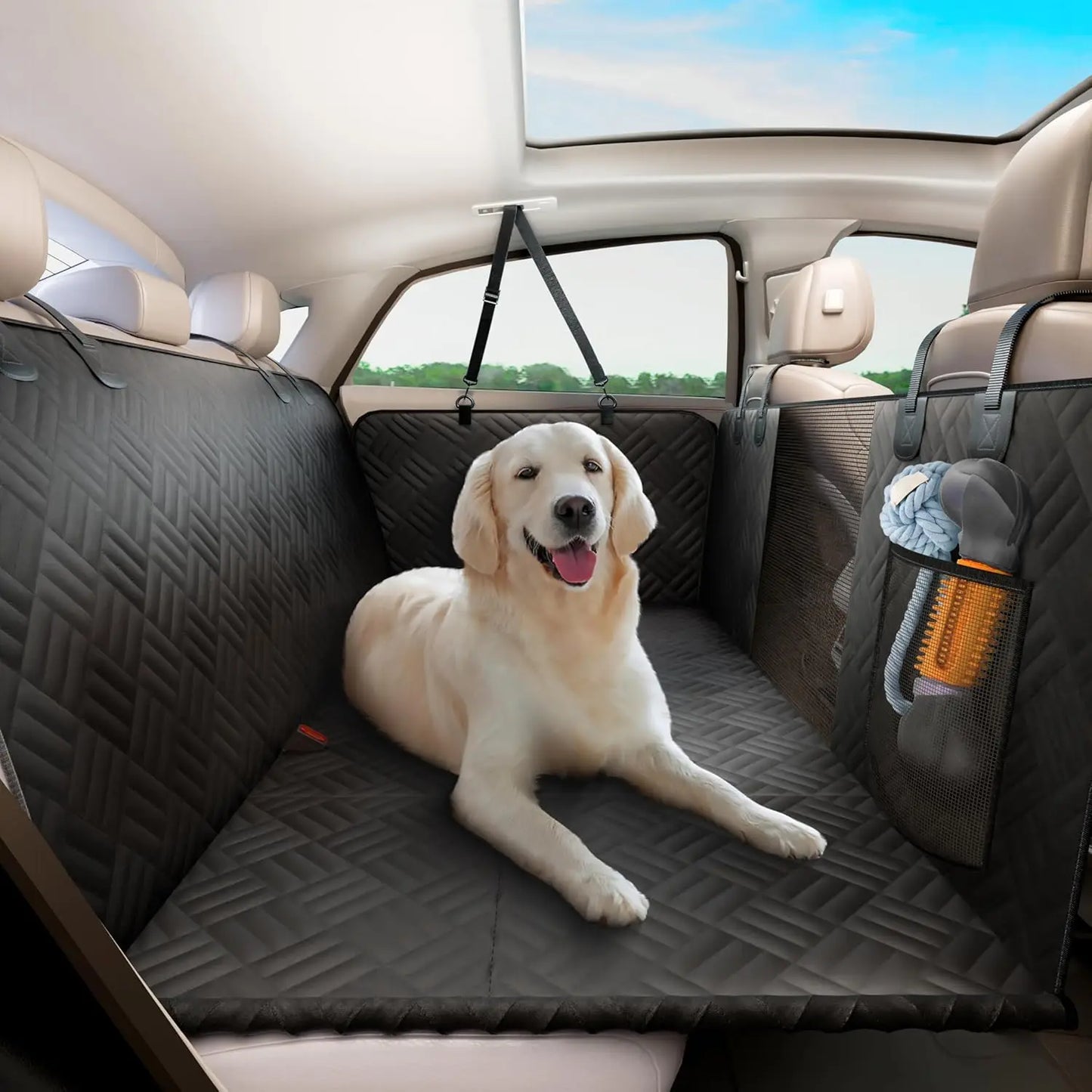 Rear Seat Dog Hammock Cover With Hard Bottom Extender 400lb