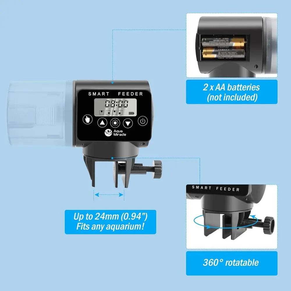 Automatic Aquarium Fish Feeder With Programmable Timer And Digital Display