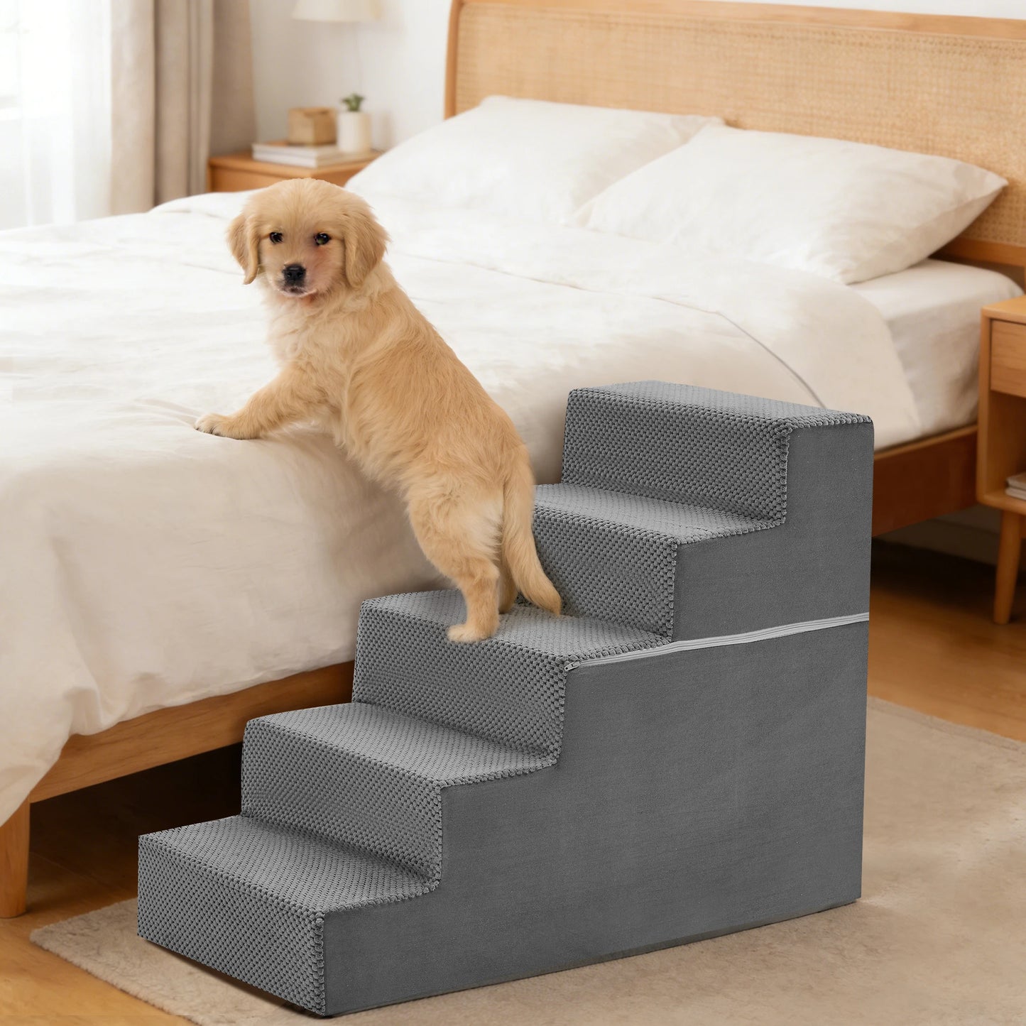 Three To Five Step Right Angled Foam Dog Stairs Non Slip Indoor Ramp